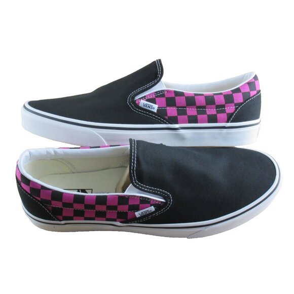 Vans Men's Classic Slip On Pop Checker Raspberry Rose Canvas Shoes Sizes NIB - Picture 1 of 7